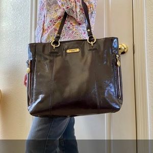 Coach patent leather tote bag